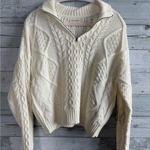 Lucky Brand Cream Cable Knit Turtleneck Sweater